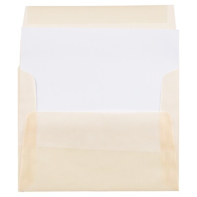 JAM Paper A2 Translucent Vellum Invitation Envelopes, 4.375 x 5.75, Spring Ochre Ivory, 25/Pack (PACV600)