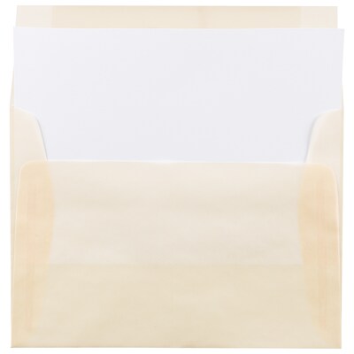JAM Paper A6 Translucent Vellum Invitation Envelopes, 4.75 x 6.5, Spring Ochre Ivory, 25/Pack (PACV650)