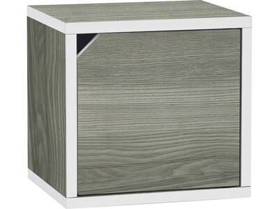 Way Basics 12.6H x 13.4W Stackable Modular Connect Eco Storage Cube with Door, Gray/White (C-DCUBE-GYWE)