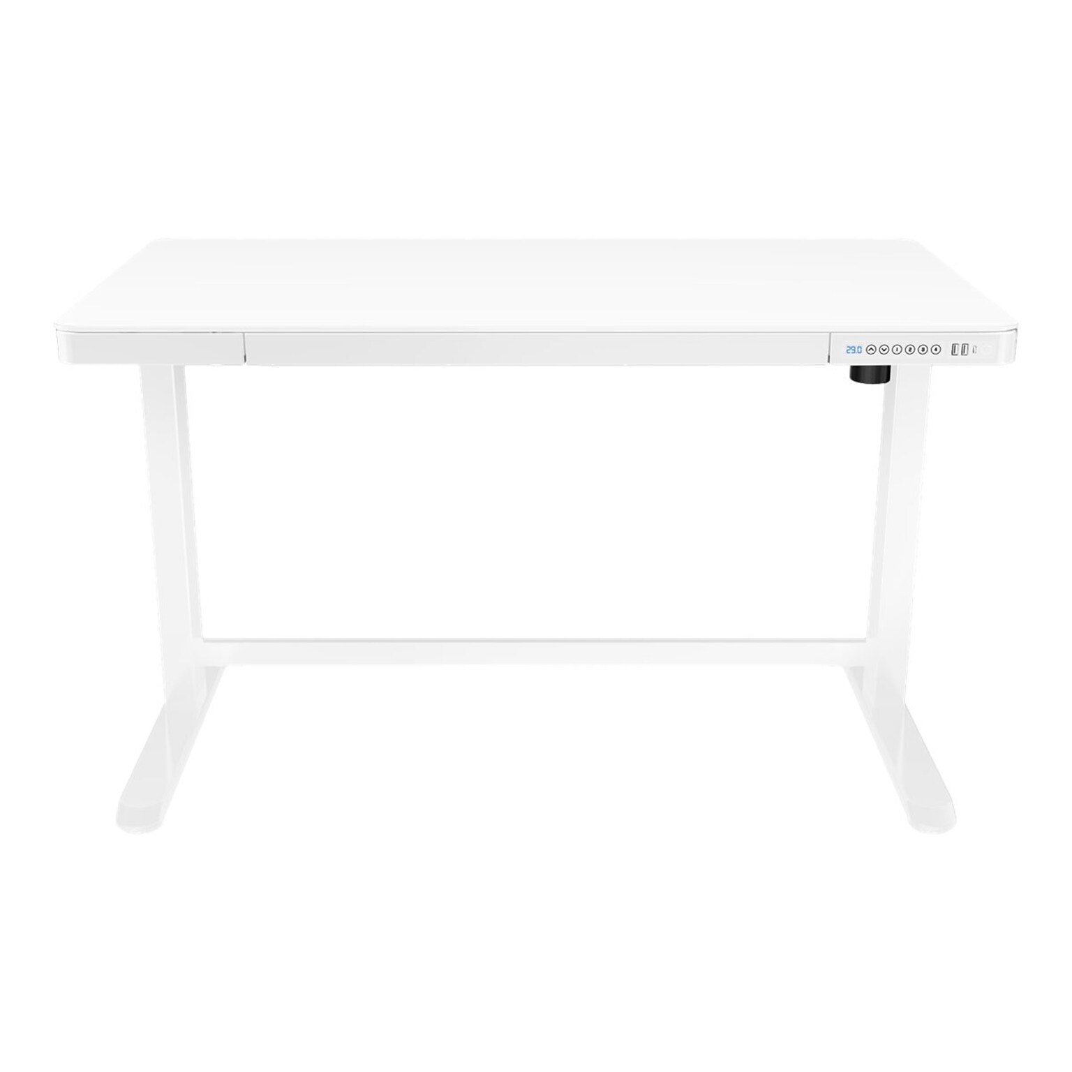 Poppin The-Work-Happy-From-Home 28-48 Glass Adjustable Height Desk, White (108005)