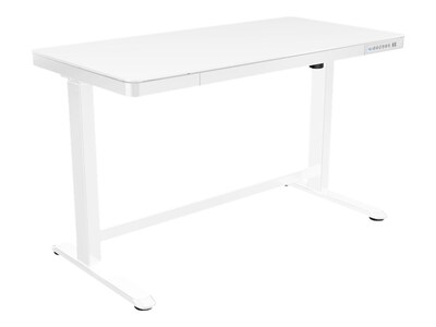 Poppin The-Work-Happy-From-Home 28"-48" Glass Adjustable Height Desk, White (108005)