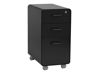 Poppin The Sort-It-Out 3-Drawer Mobile Vertical File Cabinet, Letter/Legal Size, Lockable, 25"H x 12.5"W x 20"D, Black (104741)