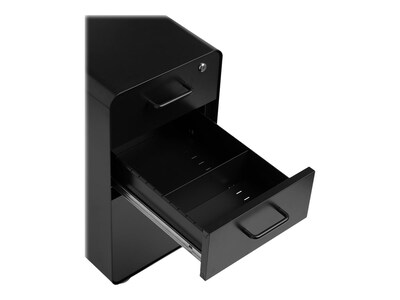 Poppin The Sort-It-Out 3-Drawer Mobile Vertical File Cabinet, Letter/Legal Size, Lockable, 25"H x 12.5"W x 20"D, Black (104741)