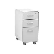 Poppin The Sort-It-Out 3-Drawer Mobile Vertical File Cabinet, Letter/Legal Size, Lockable, White/Lig