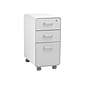 Poppin The Sort-It-Out 3-Drawer Vertical File Cabinet, Locking, Letter/Legal, White/Light Gray, 20" (104743)