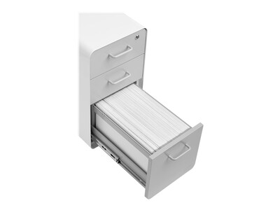 Poppin The Sort-It-Out 3-Drawer Mobile Vertical File Cabinet, Letter/Legal Size, Lockable, White/Light Gray (104743)