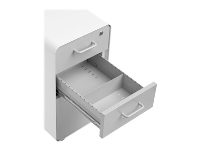 Poppin The Sort-It-Out 3-Drawer Mobile Vertical File Cabinet, Letter/Legal Size, Lockable, White/Light Gray (104743)