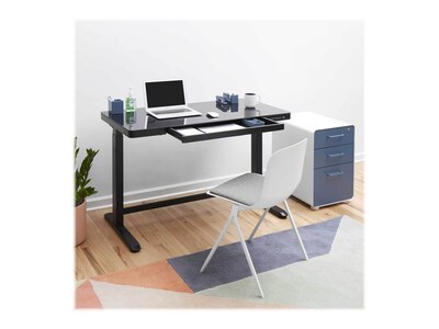 Poppin The-Work-Happy-From-Home 28"-48" Glass Adjustable Height Desk, Black (108004)