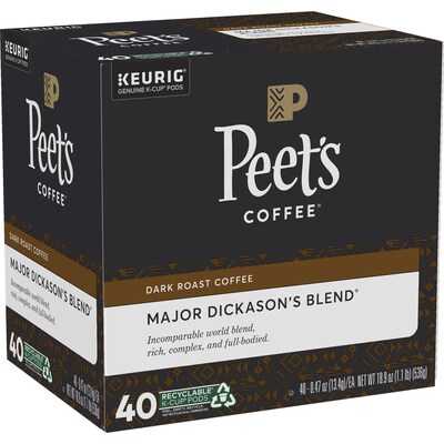 Peet's Coffee Major Dickason's Blend Single-Serve Keurig® K-Cup® Pods, Dark Roast, 40/Box (373354)