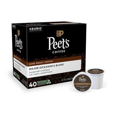 Peets Coffee Major Dickasons Blend Single-Serve Keurig® K-Cup® Pods, Dark Roast, 40/Box (373354)