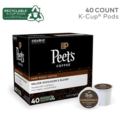 Peet's Coffee Major Dickason's Blend Single-Serve Keurig® K-Cup® Pods, Dark Roast, 40/Box (373354)