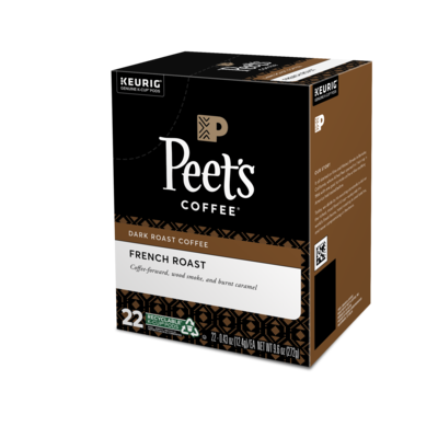 Peet's Coffee French Roast, Keurig K-Cup Pods, Dark Roast, 22/Box (6545XX)