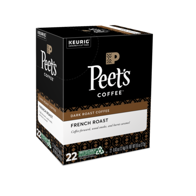 Peet's Coffee French Roast, Keurig K-Cup Pods, Dark Roast, 22/Box (6545XX)
