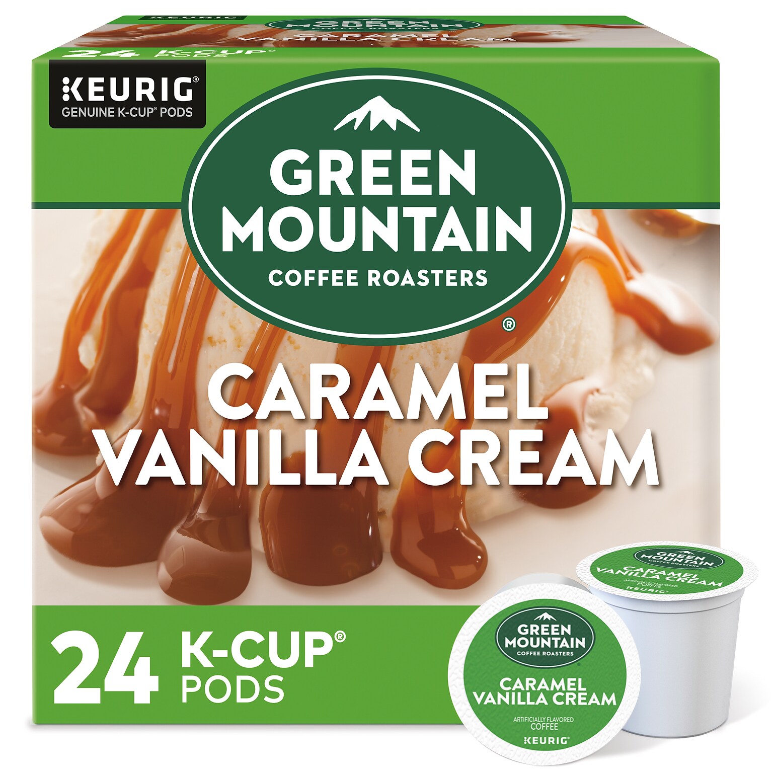 Green Mountain Caramel Vanilla Cream Coffee Keurig® K-Cup® Pods, Light Roast, 24/Box (5000330109)