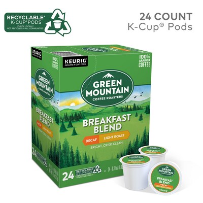 Green Mountain Breakfast Blend Decaf Coffee Keurig® K-Cup® Pods, Light Roast, 24/Box (5000378812)