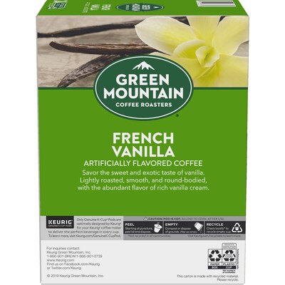 Green Mountain French Vanilla Coffee Keurig® K-Cup® Pods, Light Roast, 24/Box (6732)