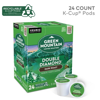 Green Mountain Double Diamond Coffee, Dark Roast, 0.40 oz. Keurig® K-Cup® Pods, 24/Box (4066)