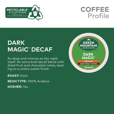 Green Mountain Dark Magic Decaf Coffee Keurig® K-Cup® Pods, Dark Roast, 24/Box (4067)