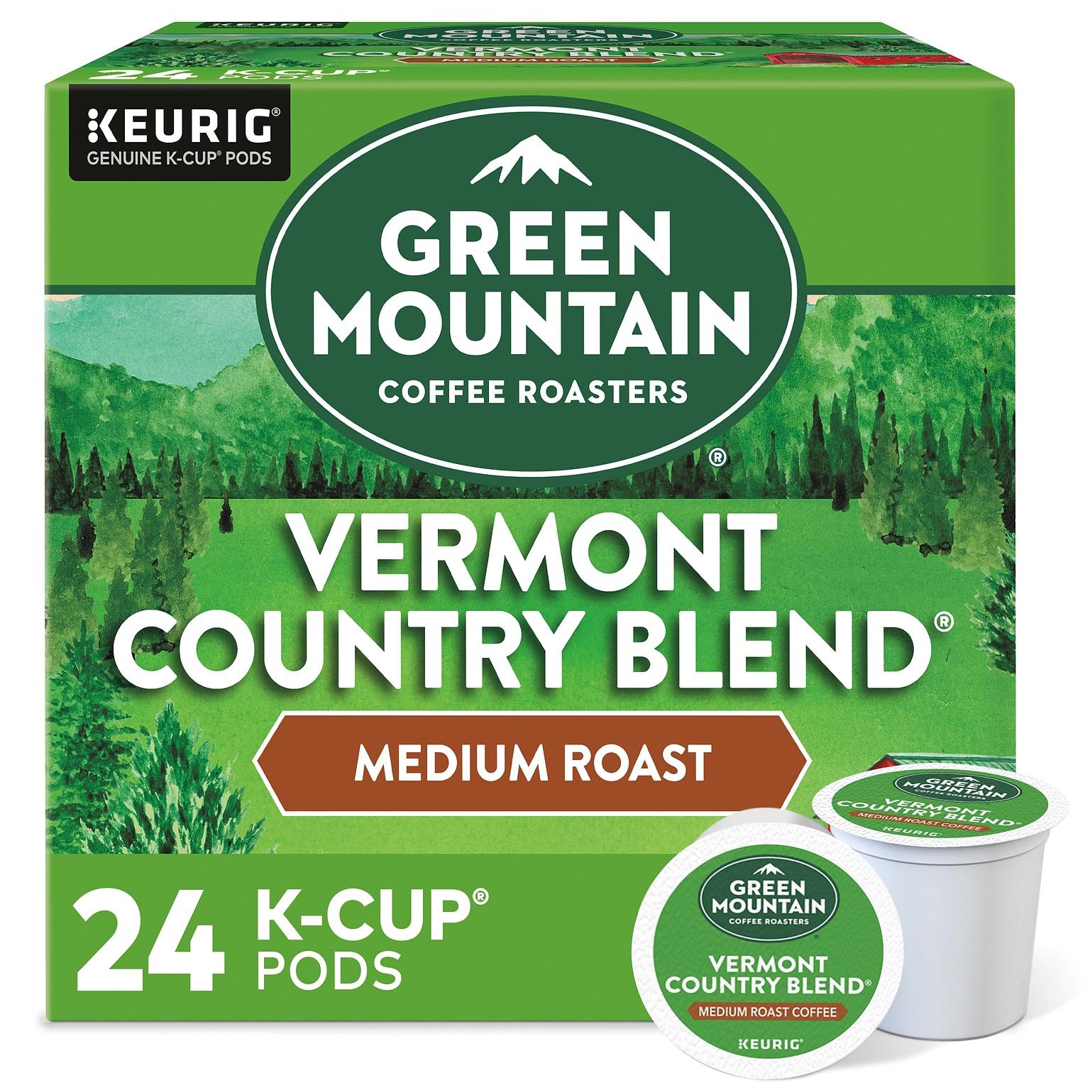 Green Mountain Vermont Country Blend Coffee Keurig® K-Cup® Pods, Medium Roast, 24/Box (6602)