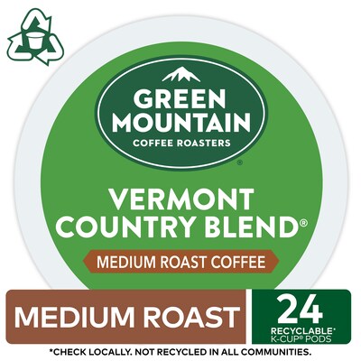 Green Mountain Vermont Country Blend Coffee Keurig® K-Cup® Pods, Medium Roast, 24/Box (6602)