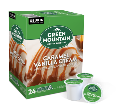 Green Mountain Caramel Vanilla Cream Coffee Keurig® K-Cup® Pods, Light Roast, 24/Box (5000330109)