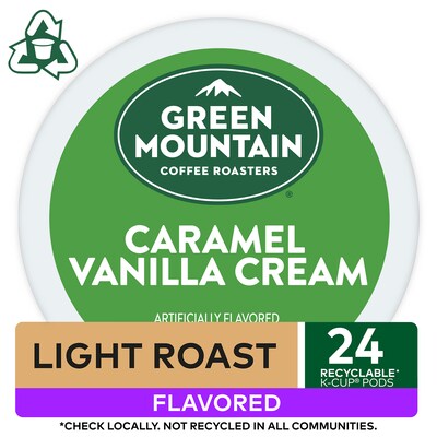 Green Mountain Caramel Vanilla Cream Coffee Keurig® K-Cup® Pods, Light Roast, 24/Box (5000330109)
