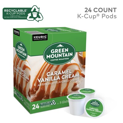 Green Mountain Caramel Vanilla Cream Coffee Keurig® K-Cup® Pods, Light Roast, 24/Box (6700)