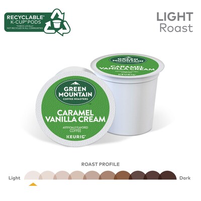 Green Mountain Caramel Vanilla Cream Coffee Keurig® K-Cup® Pods, Light Roast, 24/Box (6700)