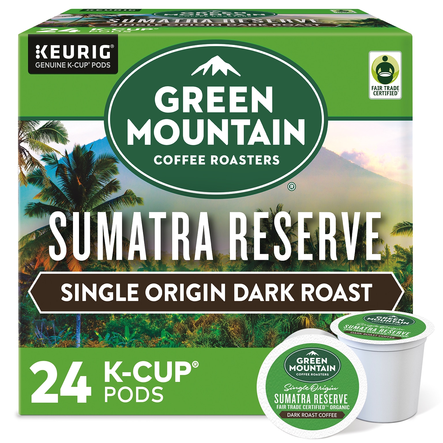 Green Mountain Sumatra Reserve Coffee, Dark Roast, 0.40 oz. Keurig® K-Cup® Pods, 24/Box (4060)