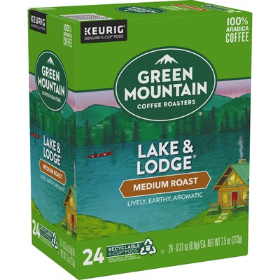 Green Mountain Lake & Lodge Coffee, Medium Roast, 0.31 oz. Keurig® K-Cup® Pods, 24/Box (6523)