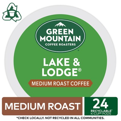 Green Mountain Lake & Lodge Coffee, Medium Roast, 0.31 oz. Keurig® K-Cup® Pods, 24/Box (6523)