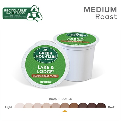 Green Mountain Lake & Lodge Coffee, Medium Roast, 0.31 oz. Keurig® K-Cup® Pods, 24/Box (6523)