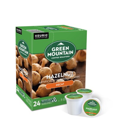 Green Mountain Hazelnut Decaf Coffee, Light Roast, 0.33 oz. Keurig® K-Cup® Pods, 24/Box (7792)