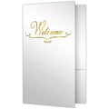 LUX Welcome Folders, Two Pockets, Bright White Gloss w/ Gold Foil Stamped Design, 250/Pack (WEL-SG12-GF-250)