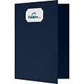 LUX 9 x 12 Presentation Folders, Standard Two Pocket w/ Front Cover Card Slit, Deep Blue Linen, 250/Pack (OR144DDBLU10025)