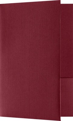 LUX Small Presentation Folders, Two Pockets, 50/Pack, Burgundy Linen, 50/Pack (MF-144-DB100-50)