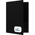 LUX 9 x 12 Presentation Folders, Two Pocket w/ Front Cover Center Card Slits, Deep Black Linen, 50/Pack (OR145DDBLK10050)