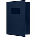 LUX 9 x 12 Presentation Folders, Two Pocket w/ Front Cover Window Dark Blue Linen, 50/Pack (SF102DDBLU10050)