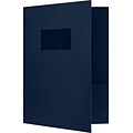 LUX 9 x 12 Presentation Folders, Two Pocket w/ Front Cover Window, Dark Blue Linen, 250/Pack (SF102DDBLU10025)