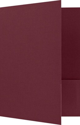 LUX 9 x 12 Presentation Folders - Standard Two Pocket 25/Pack, Burgundy Linen (SF-101-DB100-25)