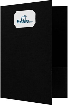 LUX 9 x 12 Presentation Folders, Standard Two Pocket w/ Front Cover Card Slit, Deep Black Linen, 250/Pack (OR144DDBLK1002)