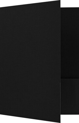 LUX 9" x 12" Presentation Folders - Standard Two Pocket 500/Pack, Deep Black Linen (F101DDBLK100500)