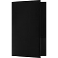 LUX Small Presentation Folders, Two Pockets, 50/Pack, Black Linen, 50/Pack (MF144DDBLK10050)