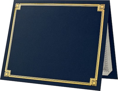 LUX Certificate Holders, 9 1/2 x 11, Blue with Gold Foi, 50/Pack (L185DDBLU100F50)