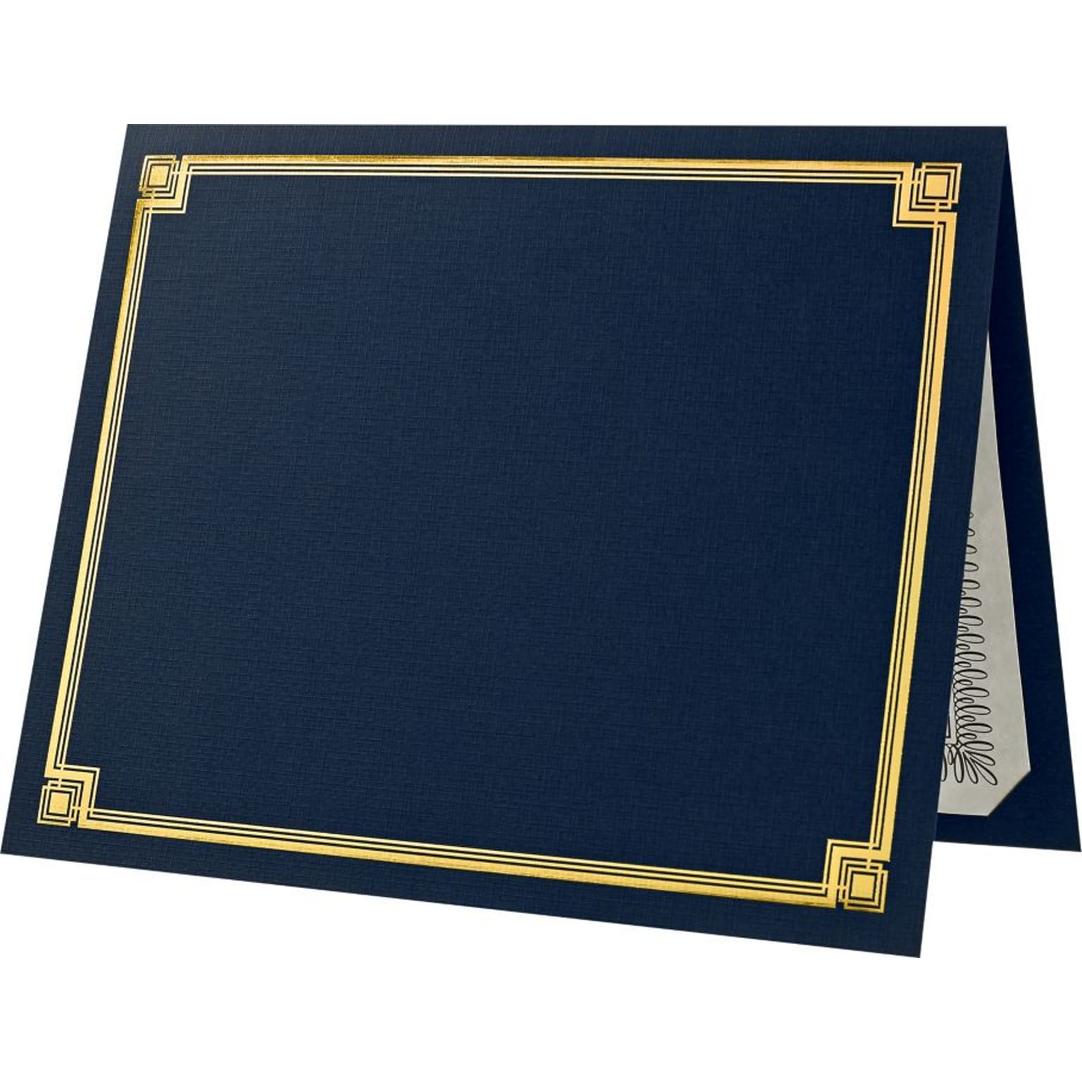 LUX Certificate Holders, 9 1/2 x 11, Blue with Gold Foi, 50/Pack (L185DDBLU100F50)