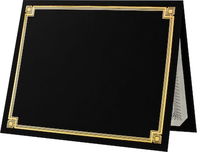 LUX Certificate Holders, 9 1/2" x 11", Black with Gold Foil, 50/Pack (L185DDBLK100F50)