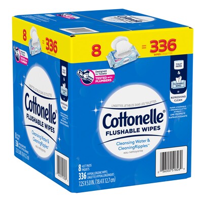 Cottonelle Flushable Toilet Paper Wipe, White, 42 Sheets/Pack, 8 Packs/Carton (51826)