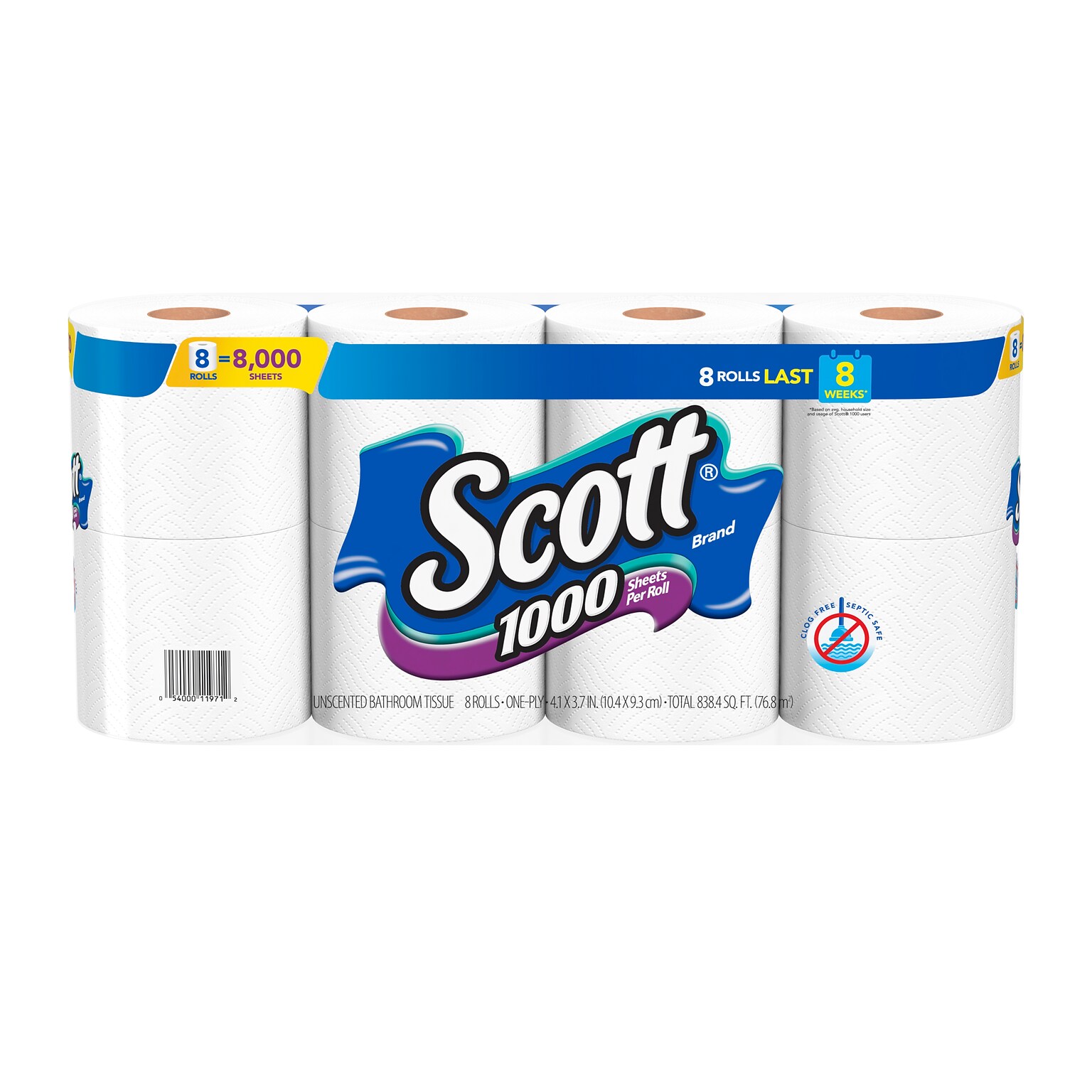 Scott Toilet Paper, 1-ply, White, 32,000 Sheets/Roll, 32 Rolls/Case (49209)