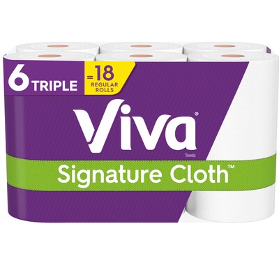 Viva Choose-A-Sheet Signature Cloth Kitchen Roll Paper Towels, 1-Ply, 156 Sheets/Roll, 6 Rolls/Pack