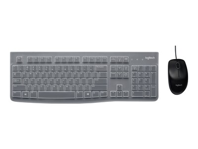 Logitech MK120 Desktop Combo with Protective Keyboard Cover and Mouse, Black (920-010020)
